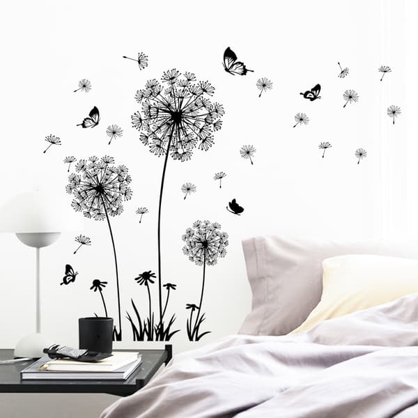Väggdekal maskros, väggdekal maskrosboll fjärilsblommor