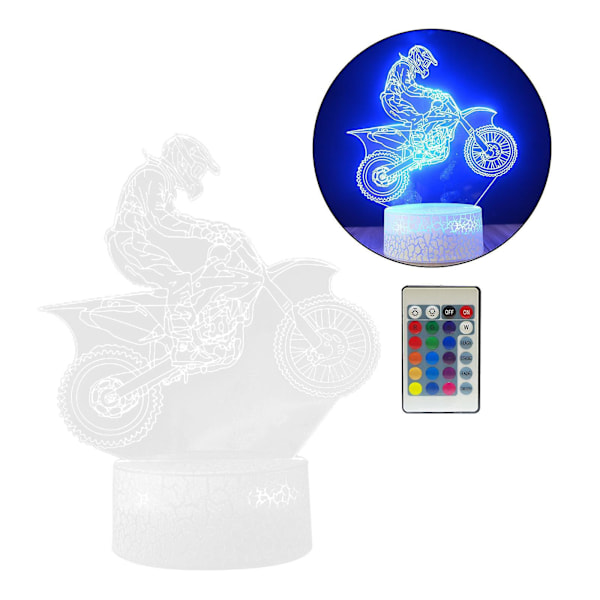 3D Racing Car Lampa LED Nattlampa Visuell Illusion 16 Färgskiftande, Barn Sovrum H