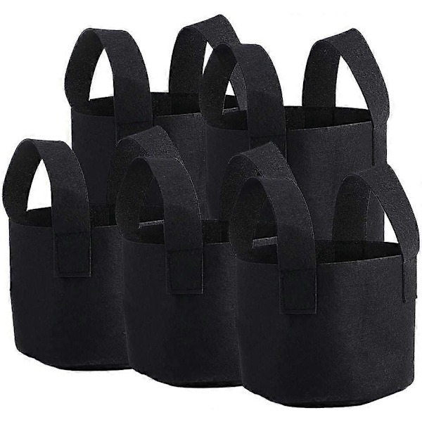 (25 x 30 cm) 5 Gallon Växtodlingspåse, Gallon Svarta Växter Odling Påse Grönsaksblomma Luftning Planteringskruka Behållare Lämplig för Odling av Grönsaker o