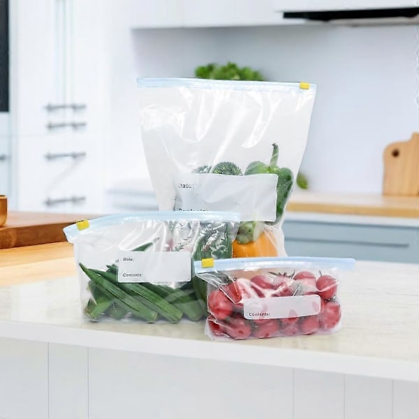 30 st Mat- &amp; Smörgåspåsar Fryspåsar Återanvändbara Mat Plast Förslutningspåse Soppförvaringspåse med Dragkedja (S+M+L)