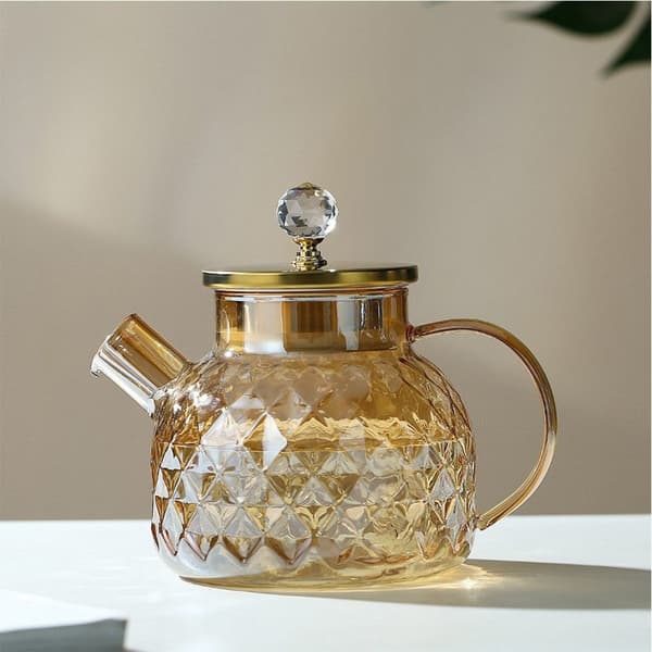 Glaskaraffel med låg i rustfrit stål, velegnet som drikkekande eller tekande, 1L, (1-styk)