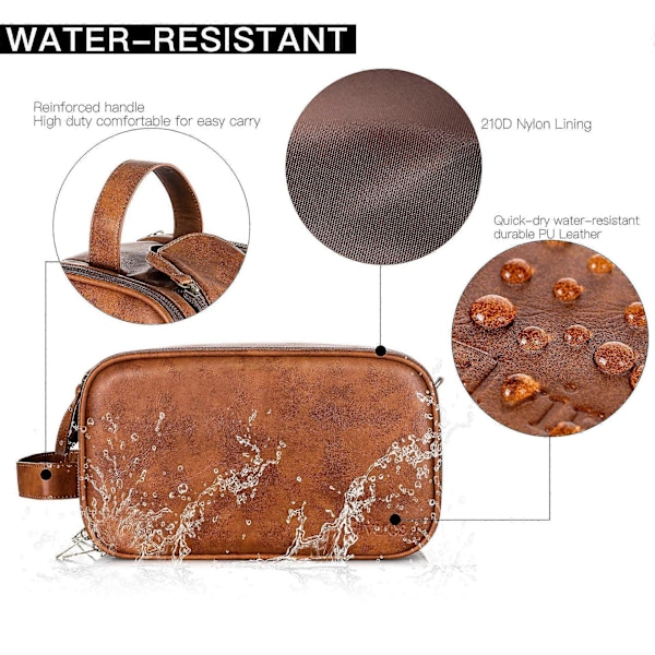 Necessär för män, Stor Rese Rakning Dopp Kit Vattentålig Badrum Toalettartiklar Organizer PU Läder Kosmetikaväskor