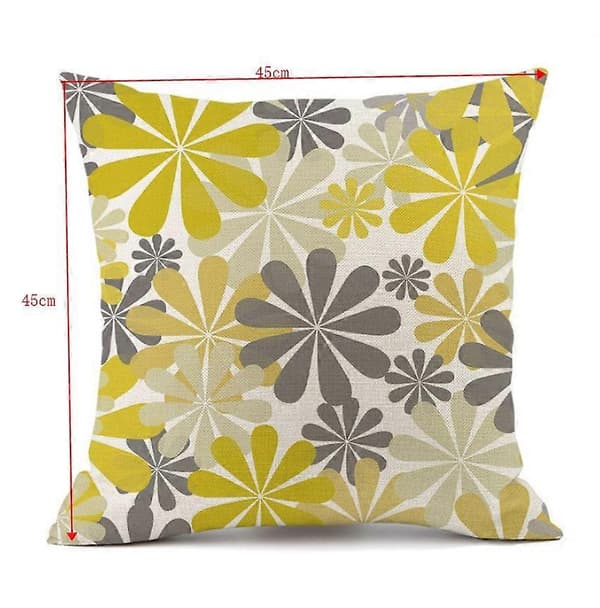 Sæt med 4 pudebetræk, blomsterpudebetræk til sofa, stue, soveværelse, indretning 45X45cm (Daisy - 45X45)
