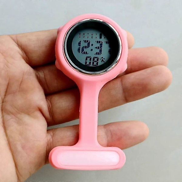(Pink) Unisex Sygeplejerske Læge Hospital Arbejdere Alarm Lysende Brocher Pins Digital Elektronisk FOB Lommeure Hængeur Gaver