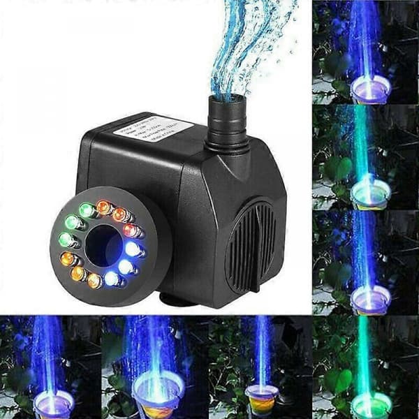 Dykbar springvandspumpe med 12 farverige LED-lys - 25W