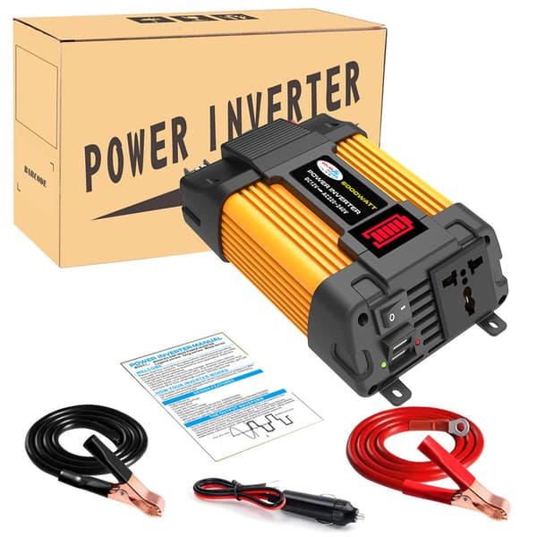 4000W DC 12V til 220V spenningsomformer, med dobbel 4.2A USB-lader og batteristrømdisplay