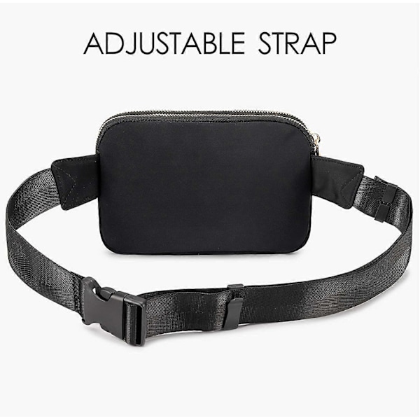 (Svart) Magetasker for kvinner og menn, svart crossbody-magetaske, belteveske med justerbar stropp, moteriktig midjeveske for utendørs bruk/trening/reise/fritid