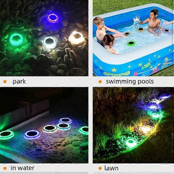 2 stk. Flydende Solar Pool Lights - Vandtæt Induktions LED-lys (Varmt Lys)