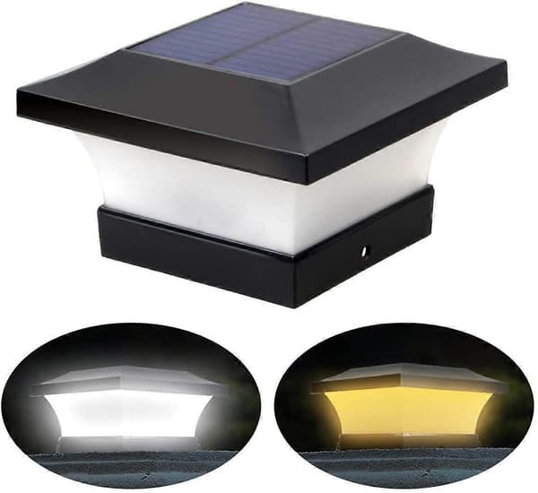 2 Pakke Solcelle Stolpelys IP65 Solcelle Gjerde Stolpelys for Trestolper Hvit Blå Lampe Terrasse Hage Gårdsplass Dekor Vanntett