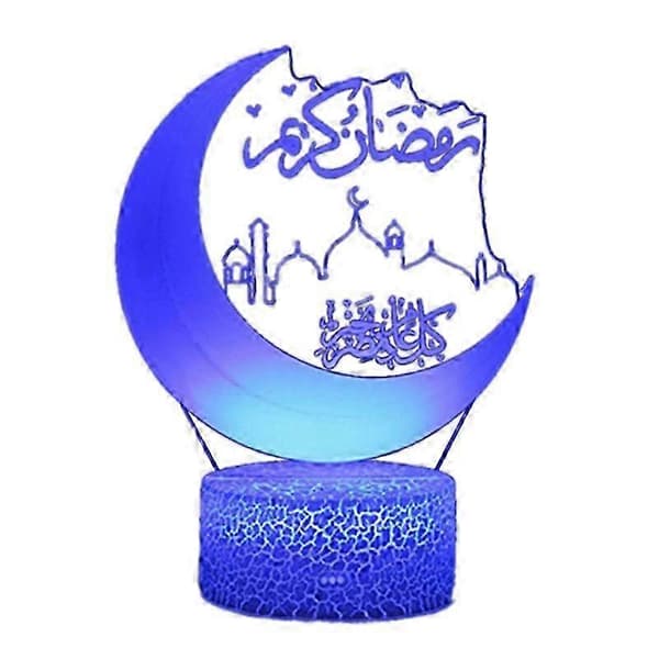 Ramadan Dekor LED Lys Hjem Skrivebordslys Måne Stjerner Fargerik Lampe Islamsk Gave A