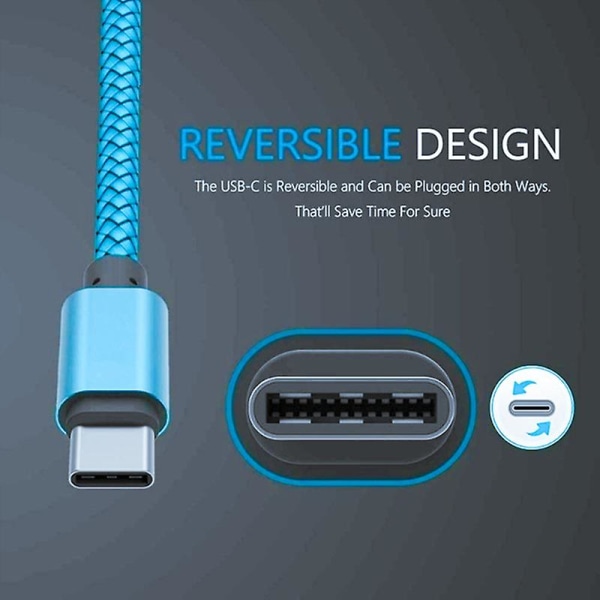 USB Type C-kabel för Samsung Huawei Fast Charge Type-c-kabel Silver typ C 1m