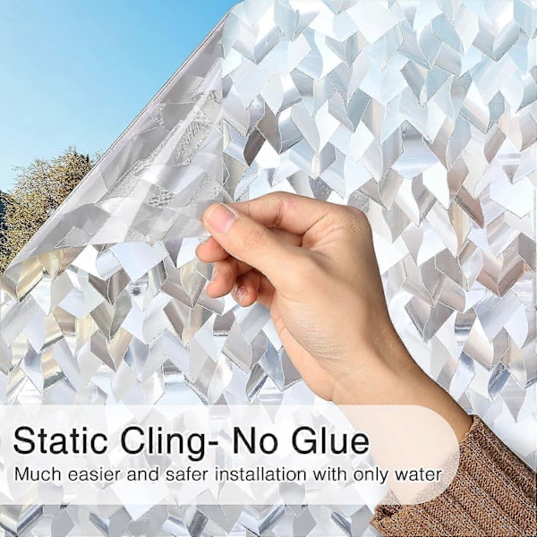 (45x200cm) 3D Dekorativ Fönsterfilm Självhäftande Ogenomskinlig Utan Lim Fönsterfilm Glitter