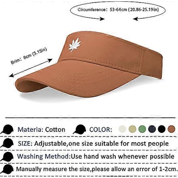 Solhatt Dam-Unisex Visir Keps, Lönnlöv Broderad Justerbar Golfkeps Lämplig För Utomhussporter Orange