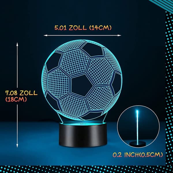 LED Natlampe 16 Farver 3D Fodbold Gave LED Integreret