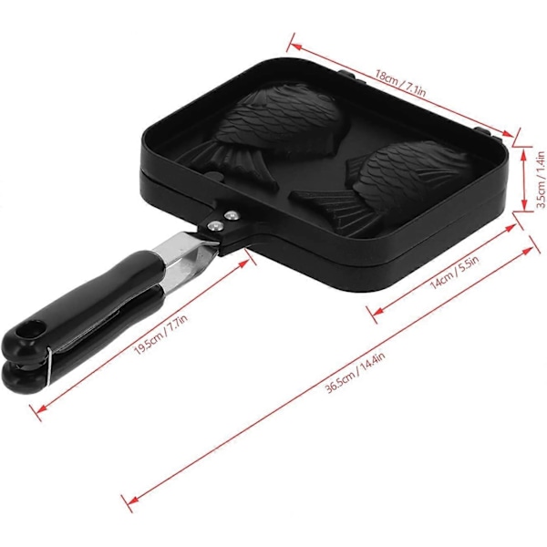 Stekpanna, Dubbelsidig Non-Stick Stekpanna Aluminium Dessertform 2-sidig Fiskformad Bakform