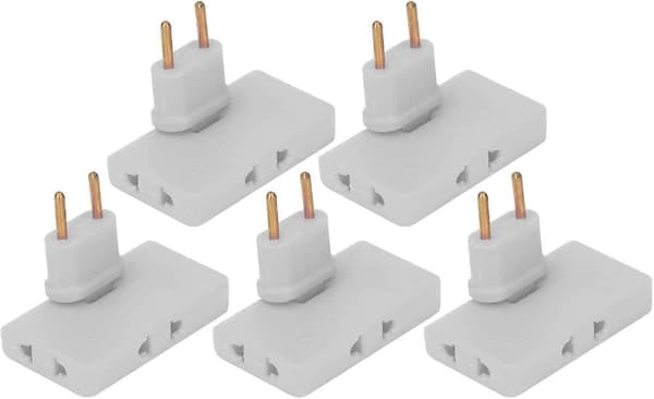 5 Stykker Trådløs Pluggkonverter 180 Graders Rotasjon 1 til 3 EU Pluggadapter 110-250V (Hvit)