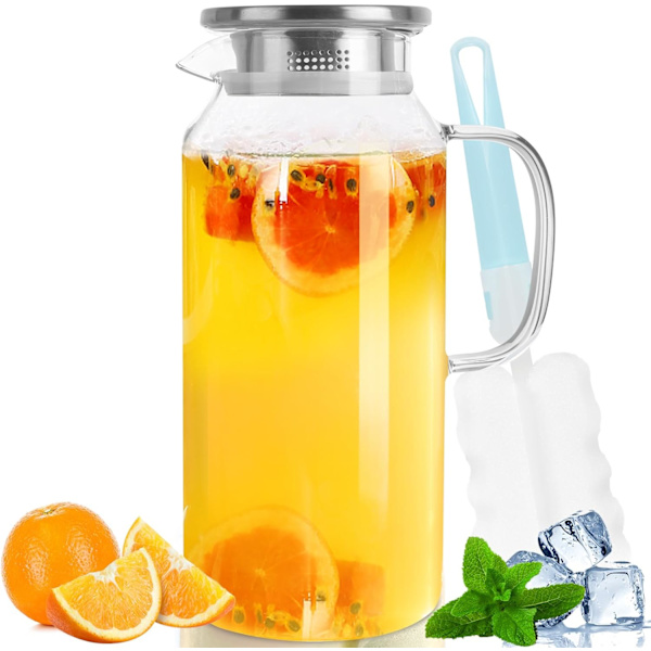 Karaffel 2 liter 71 ounces, glaskaraffel med låg