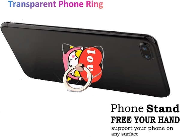 Klar Katteform Mobiltelefonholder Ring med Rhinestones - Sølv/Rosegull