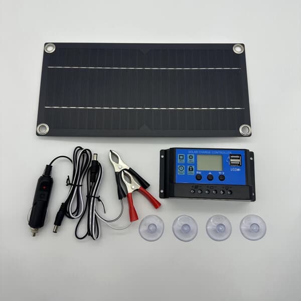300W 12V Solpanel, Solpanel Kit, Laddningskit med 60A Solladdare för Husbil, Yacht, Utomhus, Trädgård, Belysning