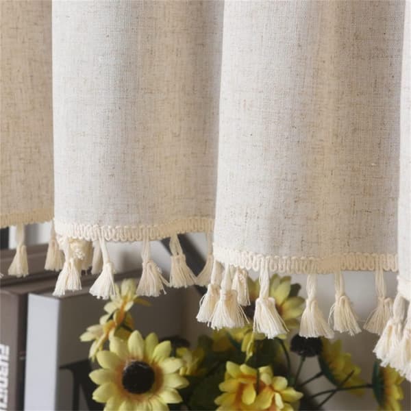 Kafégardin, ugjennomsiktig, beige, 1 stk, 150×45cm