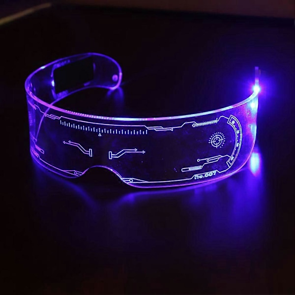 (Sininen valo) LED-valolla varustetut 7 värin kirkkaat linssit visiirilasit suojalasit Cyberpunk Rave Party Blue light