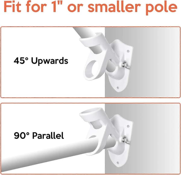 (Hvit) Justerbart flaggstangfeste Flaggstangholder Aluminium Flaggstangbase med to posisjoner for 1\" diameter flaggstenger