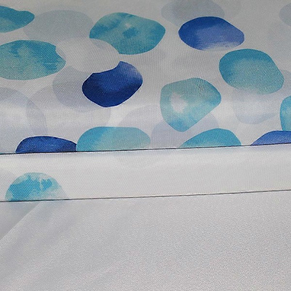 Maskinvaskbart dusjforheng i polyester 180x200 cm med vektet bunnkant og 12 kroker, badeforheng for baderom, blått boblemønster