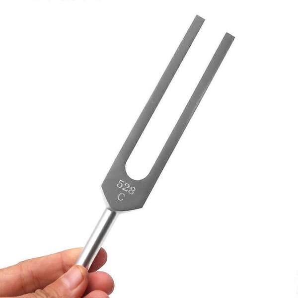 528 Hz stemmegaffel med silikonehammer og pudseklud til healing og afslapning