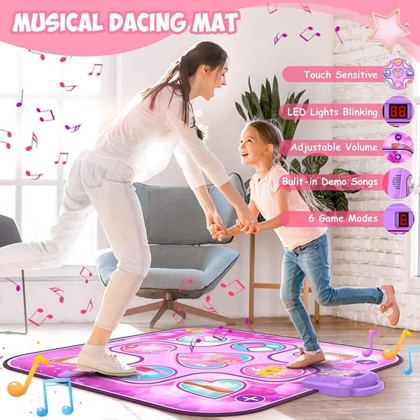Dansmatta Leksaker För 3-12 År Gamla Flickor Födelsedagspresenter, Musikalisk Dansmatta För Barn, Dansplatta Med Led-lampor