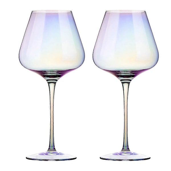 2-pack Iriserande Kristallglas - 68 cl Stjälkglas för Provning