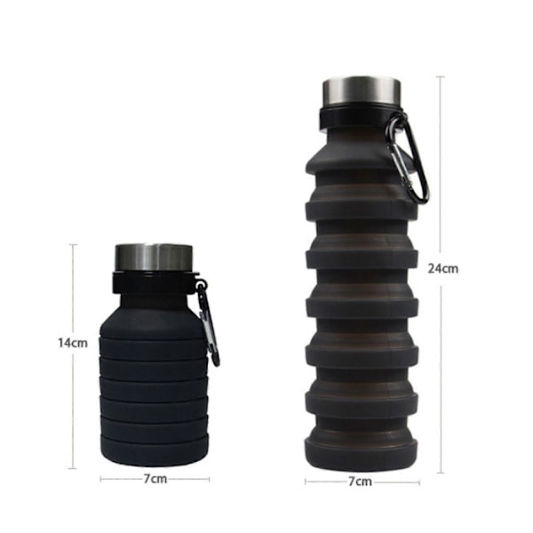 (A)500ml Hopfällbar Silikonvattenflaska för Resor, Camping, Picknick, Gym, Vandring, Cykling, Fiske