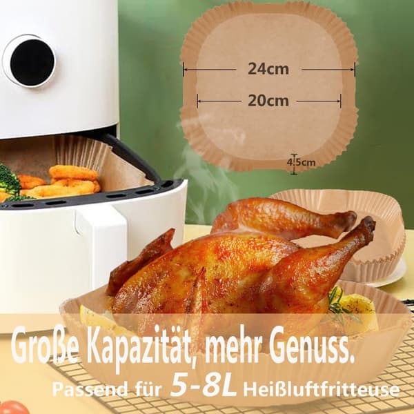 Bakplåtspapperstillbehör för airfryer, non-stick, vattentätt, oljebeständigt, 100 stycken