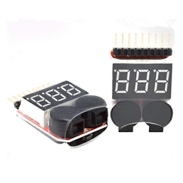 1S-8S Batteritester, RC Batteri Alarm Buzzer Lipo Checker med LED til Lipo, Li-ION, Li-Fe Batteri Fonepro