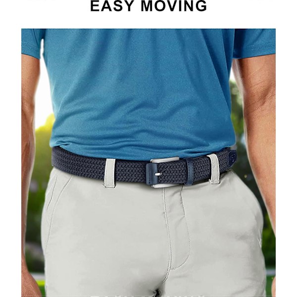 Bælte til mænd, 2-pak, Herregaver, Elastisk flettet webbælte til afslappede golfjeans