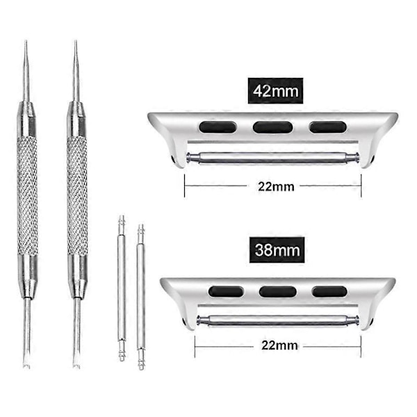 Sølv Erstatningsadapter for Apple iWatch Series 42mm 1, 2, 3, 4, Sport, 2015, 2016, 2017