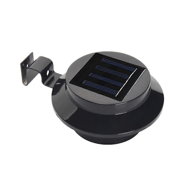 Udendørs Solcelle 3 LED Hvidt/Varmt Hvidt Lys Væglampe til Hegn Tagrender Have Gård Tag (Sort)