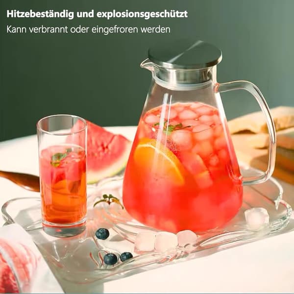 Borosilikatglaskaraffel med låg og tud, 2 liter/70oz