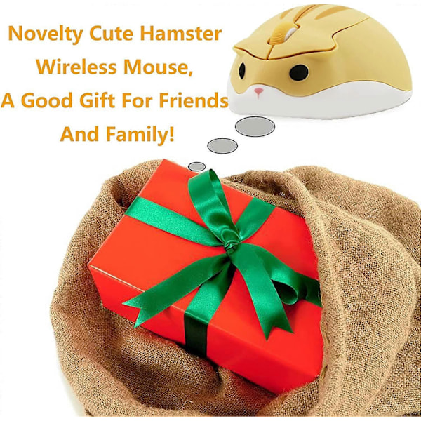 2.4GHz Trådløs Mus, Sød Hamster Form Mini Støjsvag Ergonomisk Design Lille Bærbar Mus, 1200DPI USB Trådløs PC Laptop Computer Gaming Mus til Nej