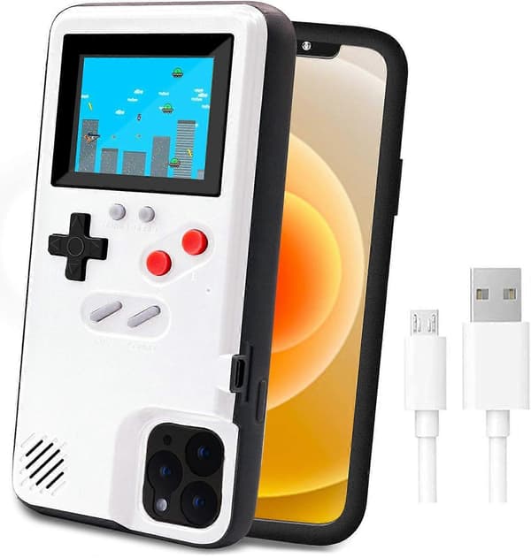 (Vit) För iPhone Gaming Fodral, Baksidesdrivet Skyddsfodral med Små Spel
