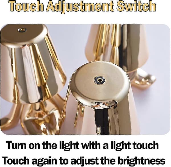 Natlampe Lille Guld/Sølv Mand, 3 Niveauer Dæmpbar Sengelampe, Touch Belysning, 3D Tænker, Statue, Genopladelig LED Bordlampe