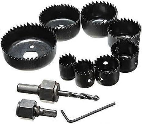 11 stk. 19 mm til 64 mm hulsavsæt til gipsvæg, træ, puds, plast, gipsplader og andre bløde materialer, hulsave med værktøjskasse