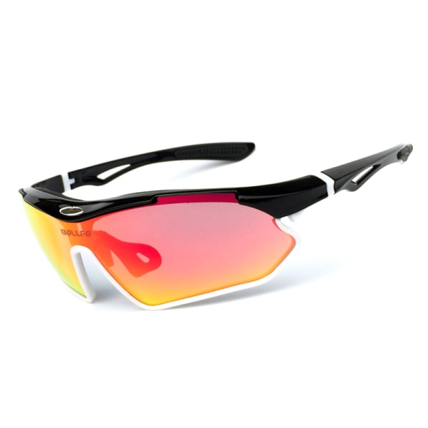 Sportglasögon UV400 Skyddssolglasögon Skidglasögon Black Frame+Revo Red Film