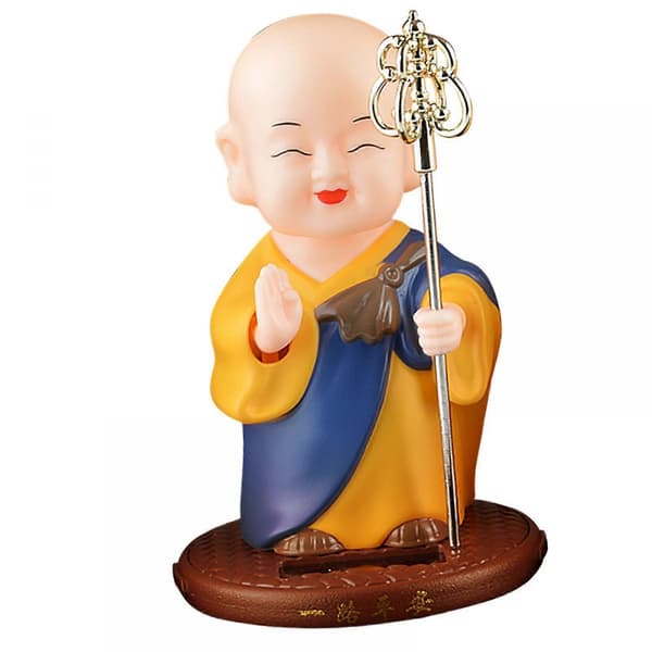 Solcelledrevet Bobble Head Bil Dashbord Dekor Figur Søt Statue Rød