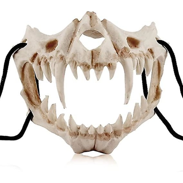 Japansk Halloween Mask Hartsmask Halv Ansikte Dödskalle Läskig Mask Cosplay Dekorativ