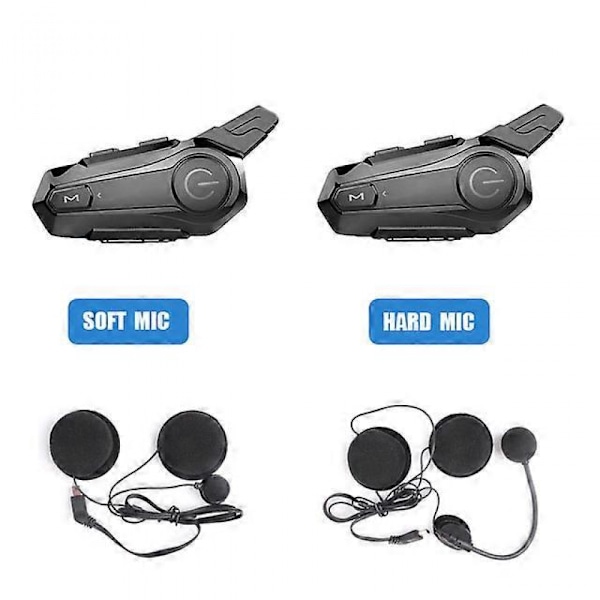 2st Bluetooth Intercom Motorcykel Fullhjälm Bluetooth Headset för 2 Förare Intercomunicador Trådlös