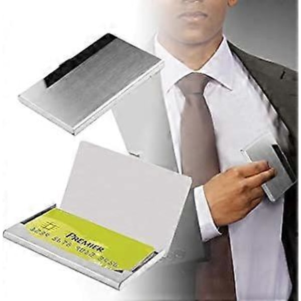 Super Let Visitkort Holder Professionel Rustfrit Stål Visitkort Etui Hold Visitkort i Perfekt Stand Slankt Design til Mænd