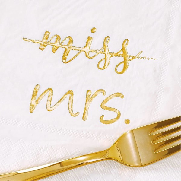 Guld Miss to Mrs Bridal Shower Festartikler Sæt, 24 stk, Engangsservice