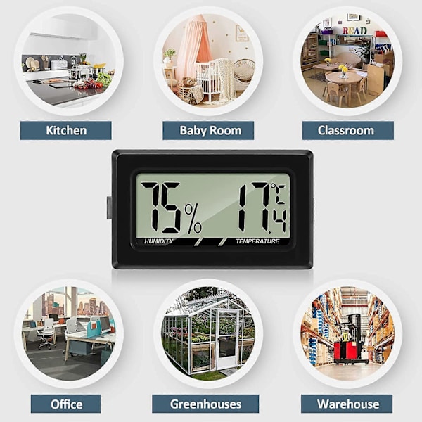 Mini Digital LCD Termometer Hygrometer Temperatur Fugtighed -50~70 10%~99% RH Bærbar Termometer Thermo Hygrometer Indikator til Kontor Køkken Hum