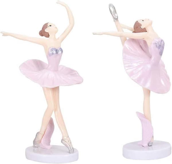 Sett med 3 dekorative ballettfiguriner for hjem, kontor (rosa 14cm)