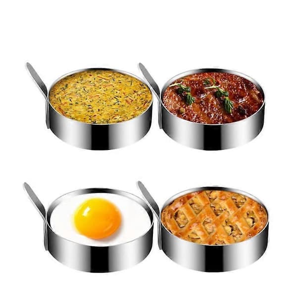 4-pakning Eggering, Eggformring 9 cm Non-stick Rustfritt Stål Eggform Eggeringer for Steking av Egg Stekebrett Pannekake Sandwich Matlaging Biffkjøtt Kjøkken